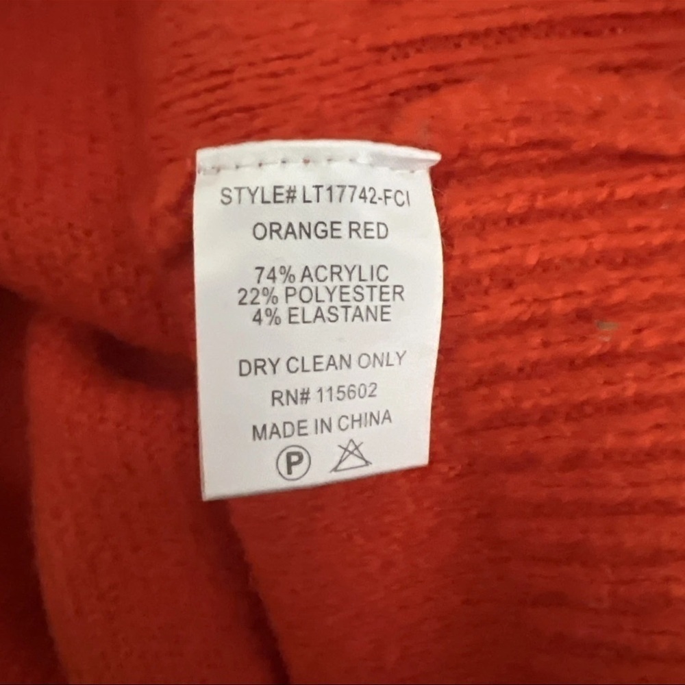 Lush Orange Women’s Sweater L Bishop Sleeves Boho Chic Modern Elegance Fireside - Picture 7 of 8